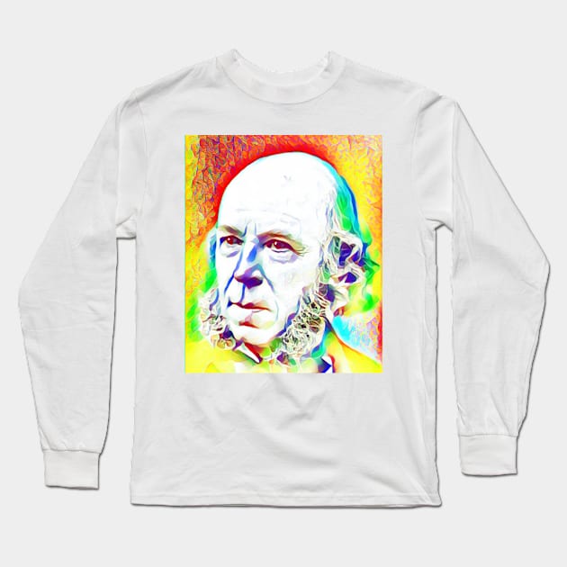 Herbert Spencer Colouful Portrait | Herbert Spencer Artwork 11 Long Sleeve T-Shirt by JustLit